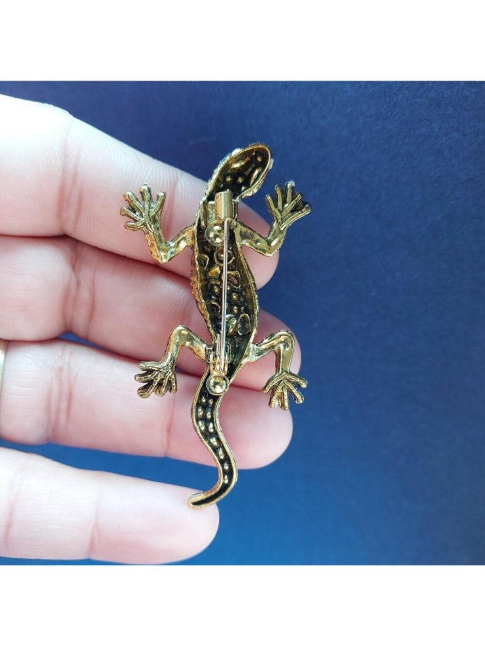 Multi Coloured Rhinestone Lizard Brooch Lizard - Picture 4 of 4